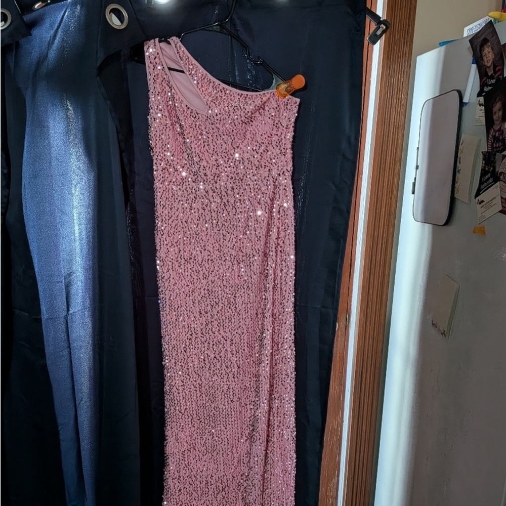 Glamorous One Shoulder Pink Sequin Dress